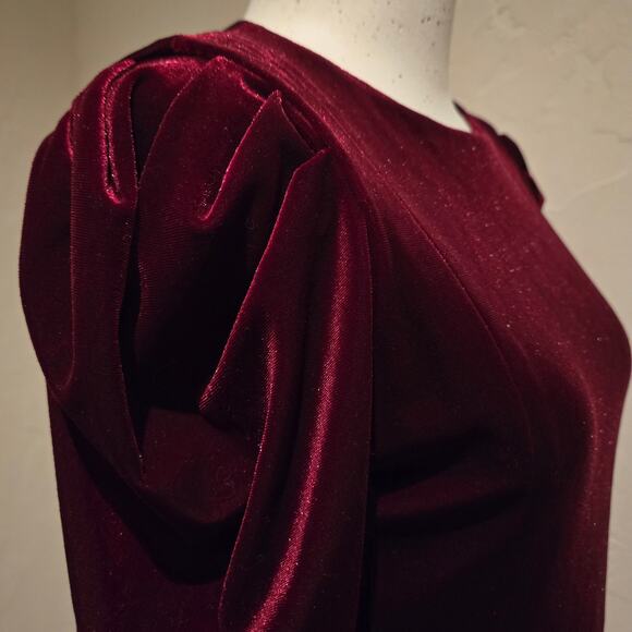 Black Halo NWT Arlo Dark Red Berry Velvet Draped Cocktail Mini Dress, Size 4 - Picture 6 of 12